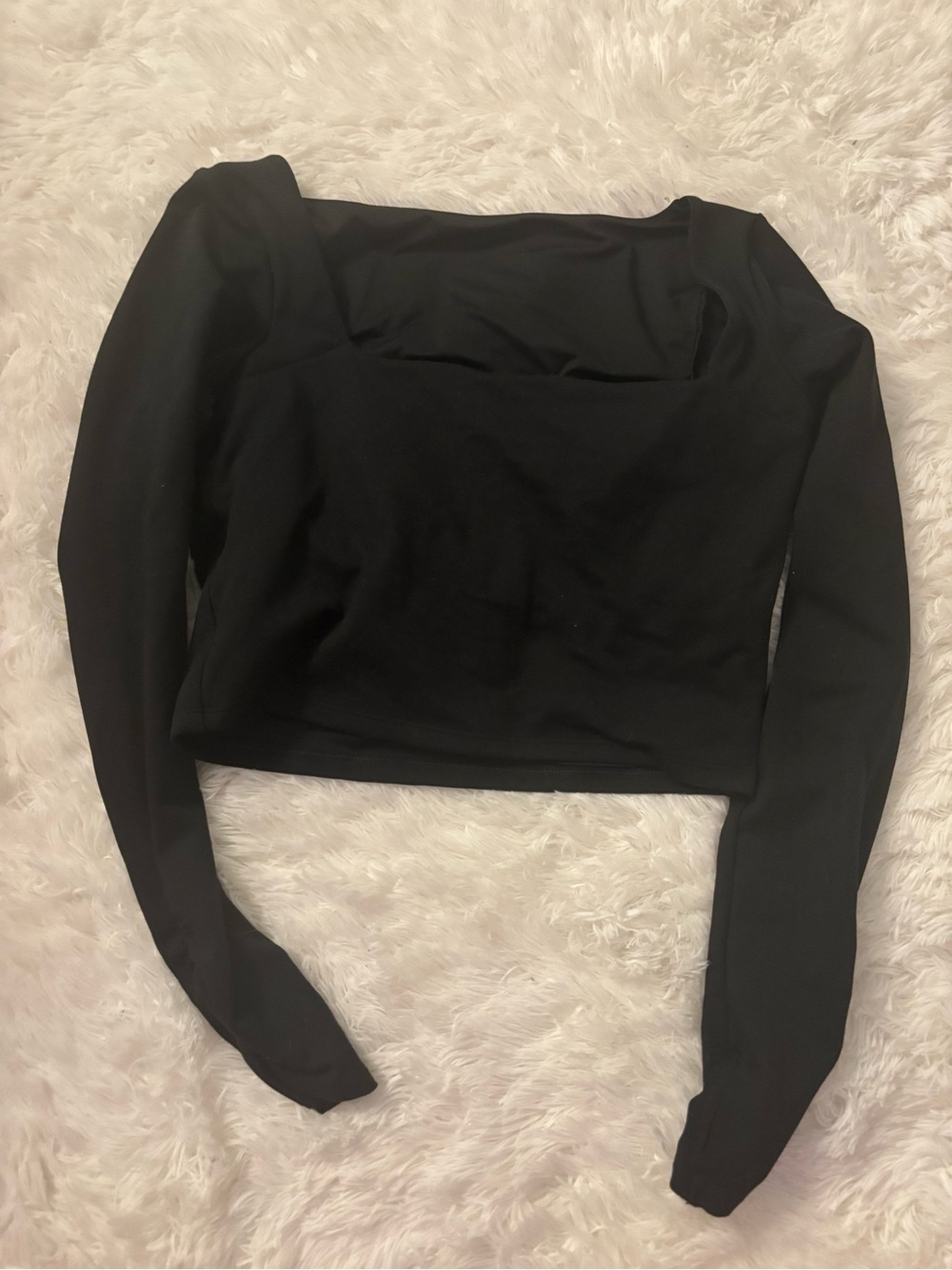 Hollister Black Long-Sleeve Square-Neck Crop Top